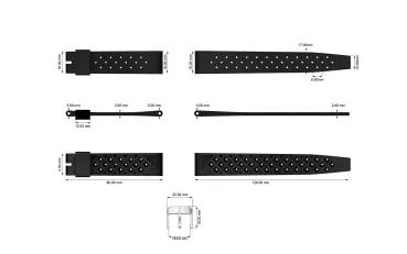 Yema Tropic Kautschukarmband 19 mm Schwarz Ref. YSUP-TP19-SS