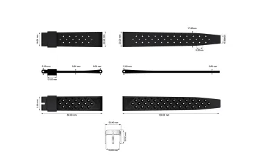 Yema Tropic Kautschukarmband 20 mm Schwarz Ref. YSUP-TP20-SS