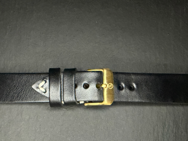 Yema Vintage Lederarmband 20 mm Schwarz mit Bronzeschließe Ref. SYA62-20-BZ