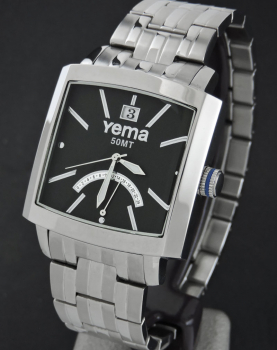 Yema Landgraf Rectangular retrograde GMT  Big Date Vintage NOS YMHF0516