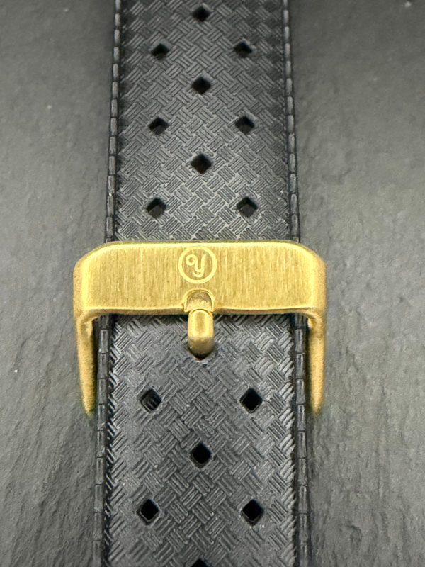 Yema Tropic Kautschukarmband 19 mm Schwarz mit Bronzeschließe Ref. YSUP-TP19-BZ