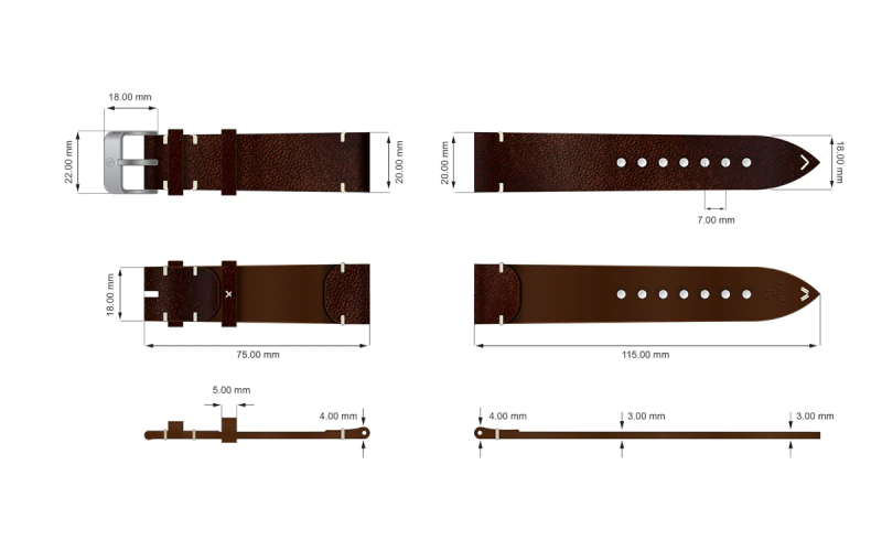 Yema Vintage Lederarmband 20 mm Braun Ref. SYU62-20-SS